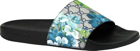 floral shoes gucci|gucci slides with blue flowers.